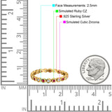 Full Eternity 2.5mm Wedding Stackable Band Ring Round Simulated Cubic Zirconia 925 Sterling Silver