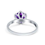 Flower Solitaire Wedding Ring Simulated Cubic Zirconia 925 Sterling Silver