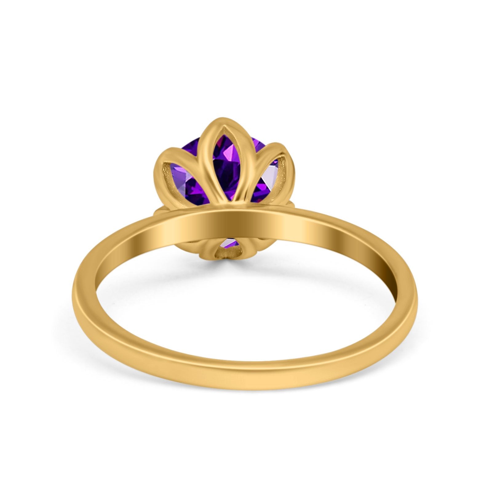 Flower Solitaire Wedding Ring Simulated Cubic Zirconia 925 Sterling Silver