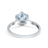 Flower Solitaire Wedding Ring Simulated Cubic Zirconia 925 Sterling Silver