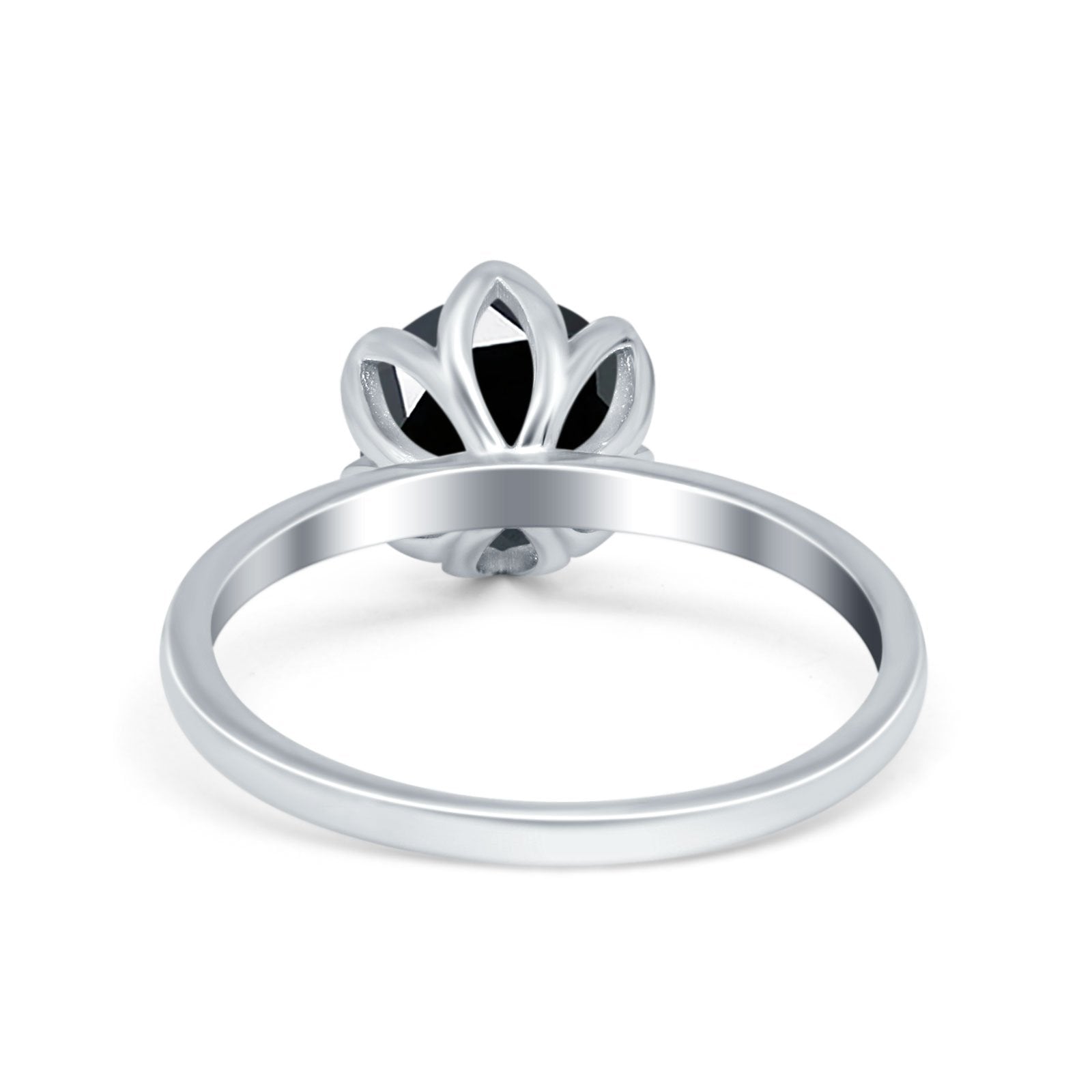 Flower Solitaire Wedding Ring Simulated Cubic Zirconia 925 Sterling Silver