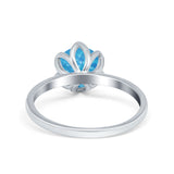 Flower Solitaire Wedding Ring Simulated Cubic Zirconia 925 Sterling Silver