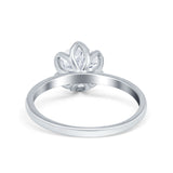 Flower Solitaire Wedding Ring Simulated Cubic Zirconia 925 Sterling Silver