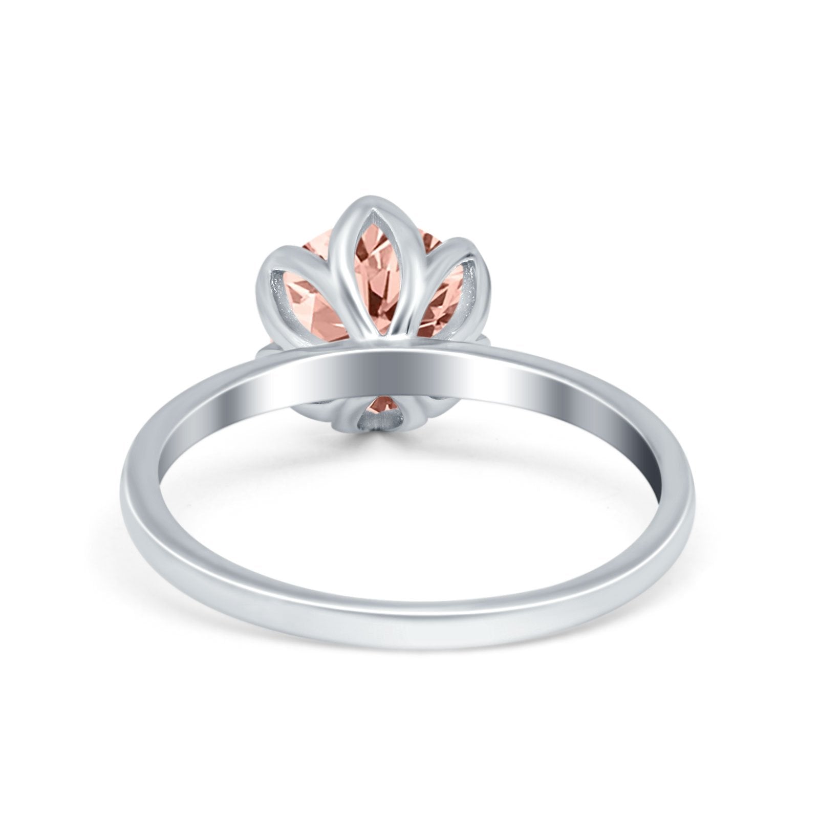 Flower Solitaire Wedding Ring Simulated Cubic Zirconia 925 Sterling Silver