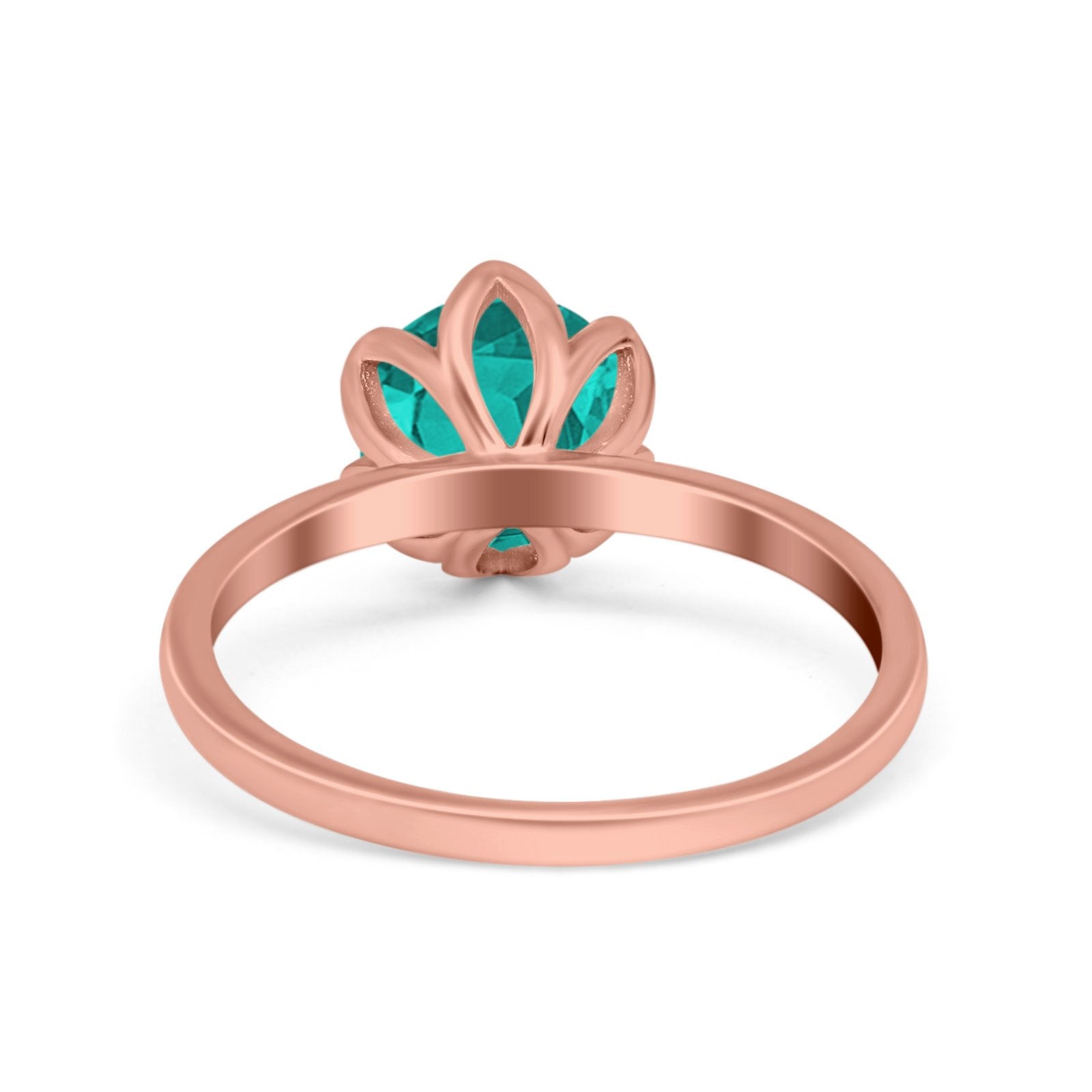 Flower Solitaire Wedding Ring Simulated Cubic Zirconia 925 Sterling Silver