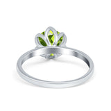 Flower Solitaire Wedding Ring Simulated Cubic Zirconia 925 Sterling Silver
