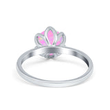 Flower Solitaire Wedding Ring Simulated Cubic Zirconia 925 Sterling Silver