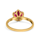 Flower Solitaire Wedding Ring Simulated Cubic Zirconia 925 Sterling Silver