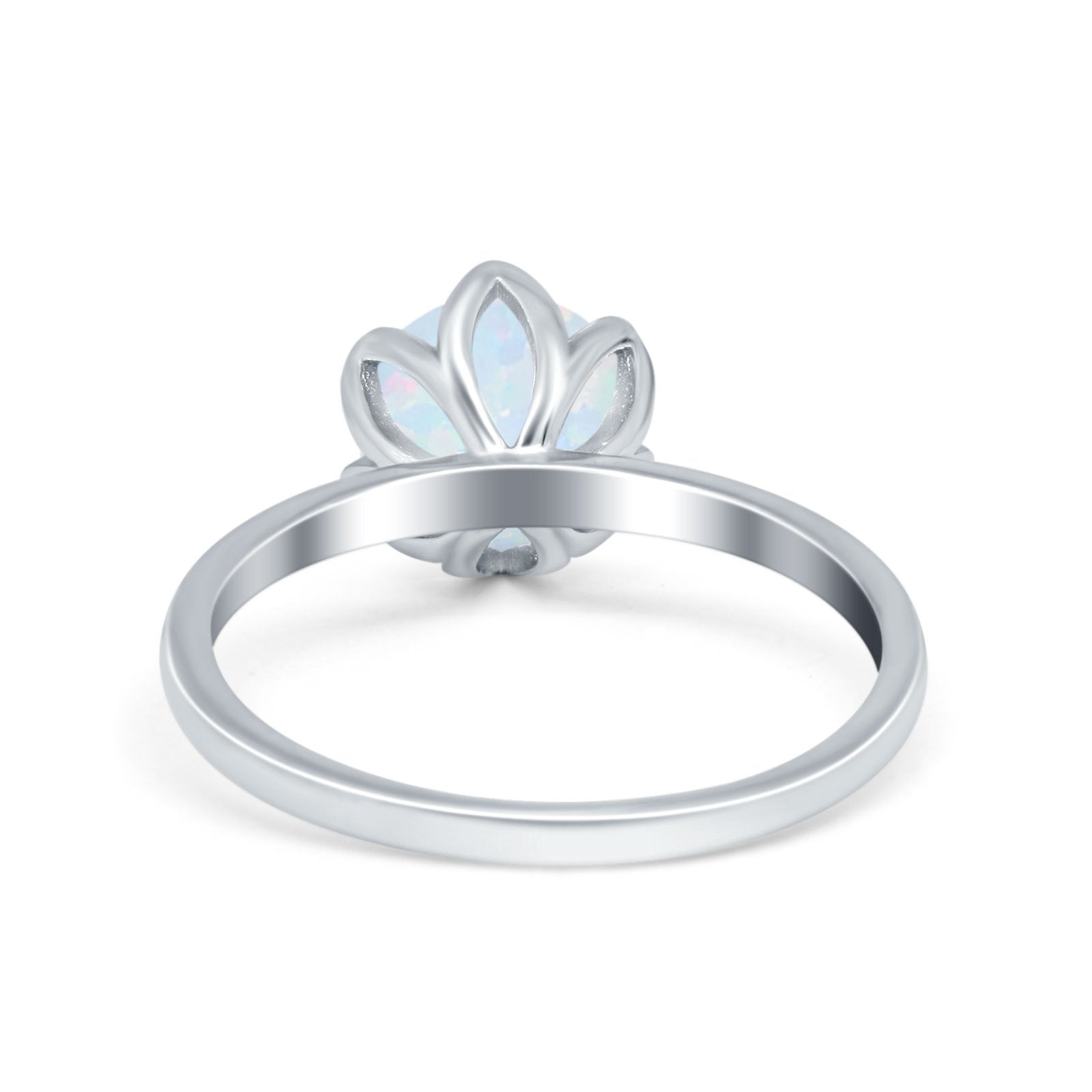Flower Solitaire Wedding Ring Simulated Cubic Zirconia 925 Sterling Silver