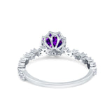 Art Deco Round Engagement Ring Simulated Cubic Zirconia 925 Sterling Silver