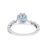 Art Deco Round Engagement Ring Simulated Cubic Zirconia 925 Sterling Silver