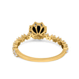 Art Deco Round Engagement Ring Simulated Cubic Zirconia 925 Sterling Silver