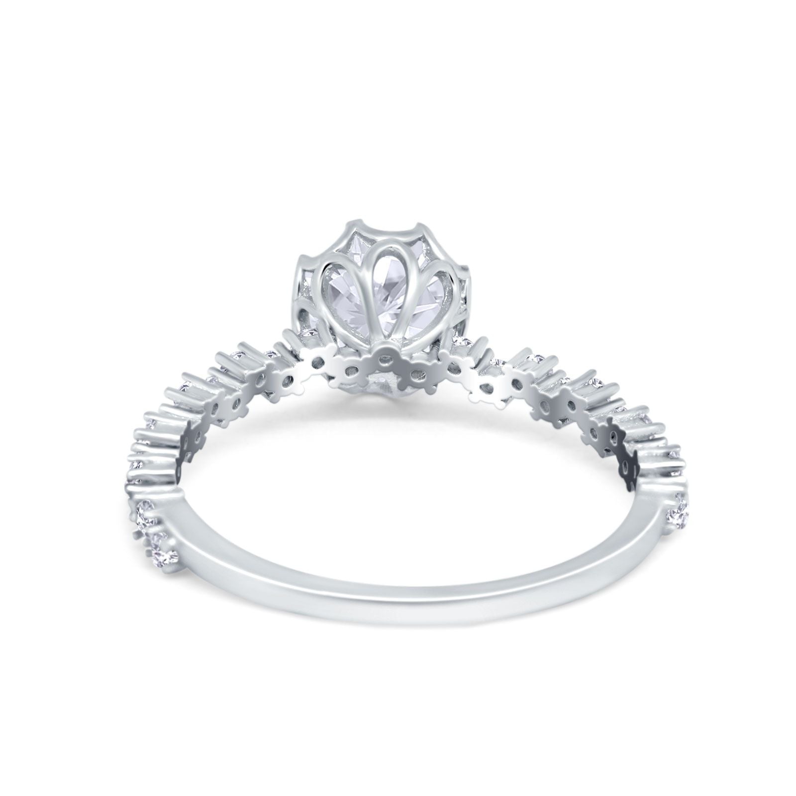 Art Deco Round Engagement Ring Simulated Cubic Zirconia 925 Sterling Silver