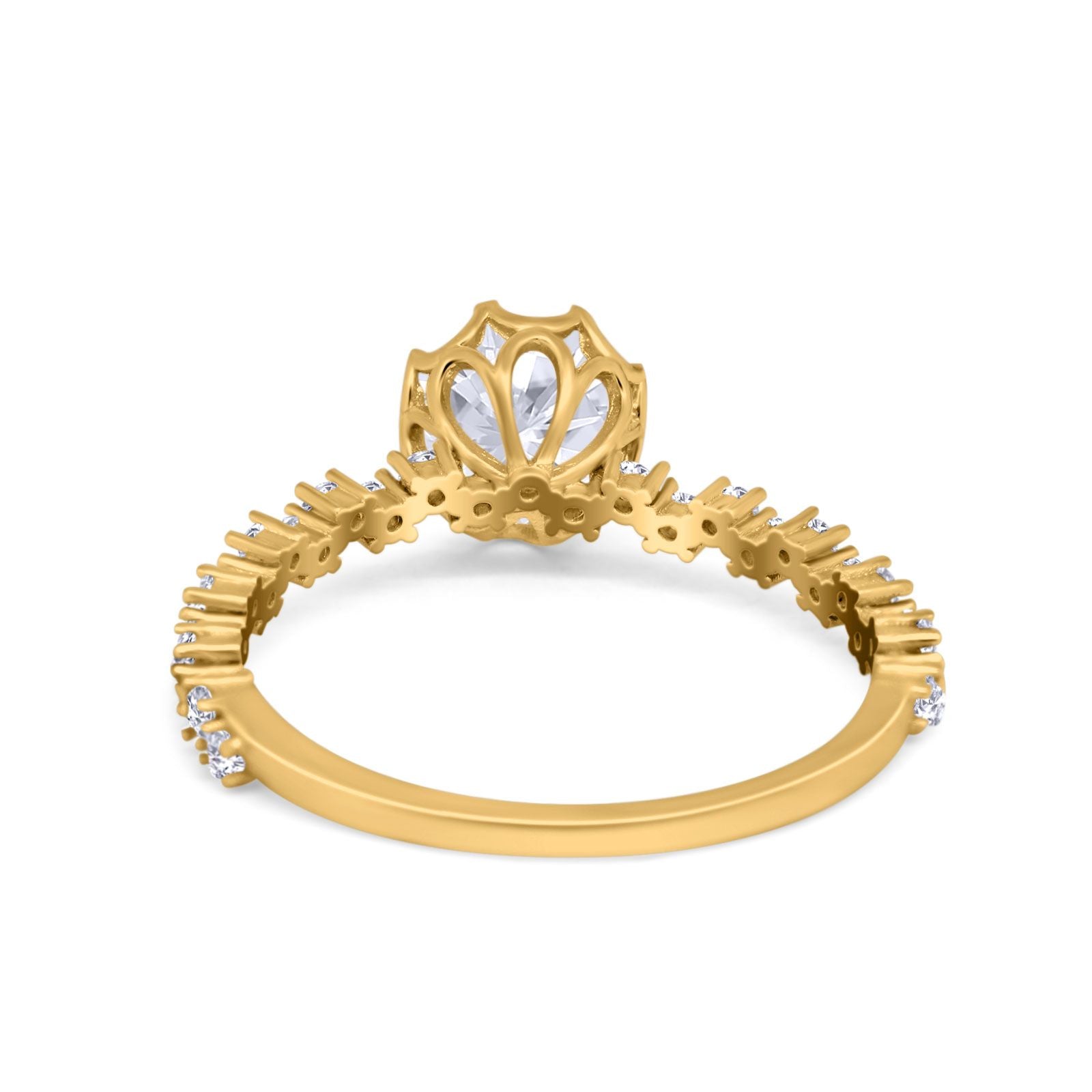 Art Deco Round Engagement Ring Simulated Cubic Zirconia 925 Sterling Silver