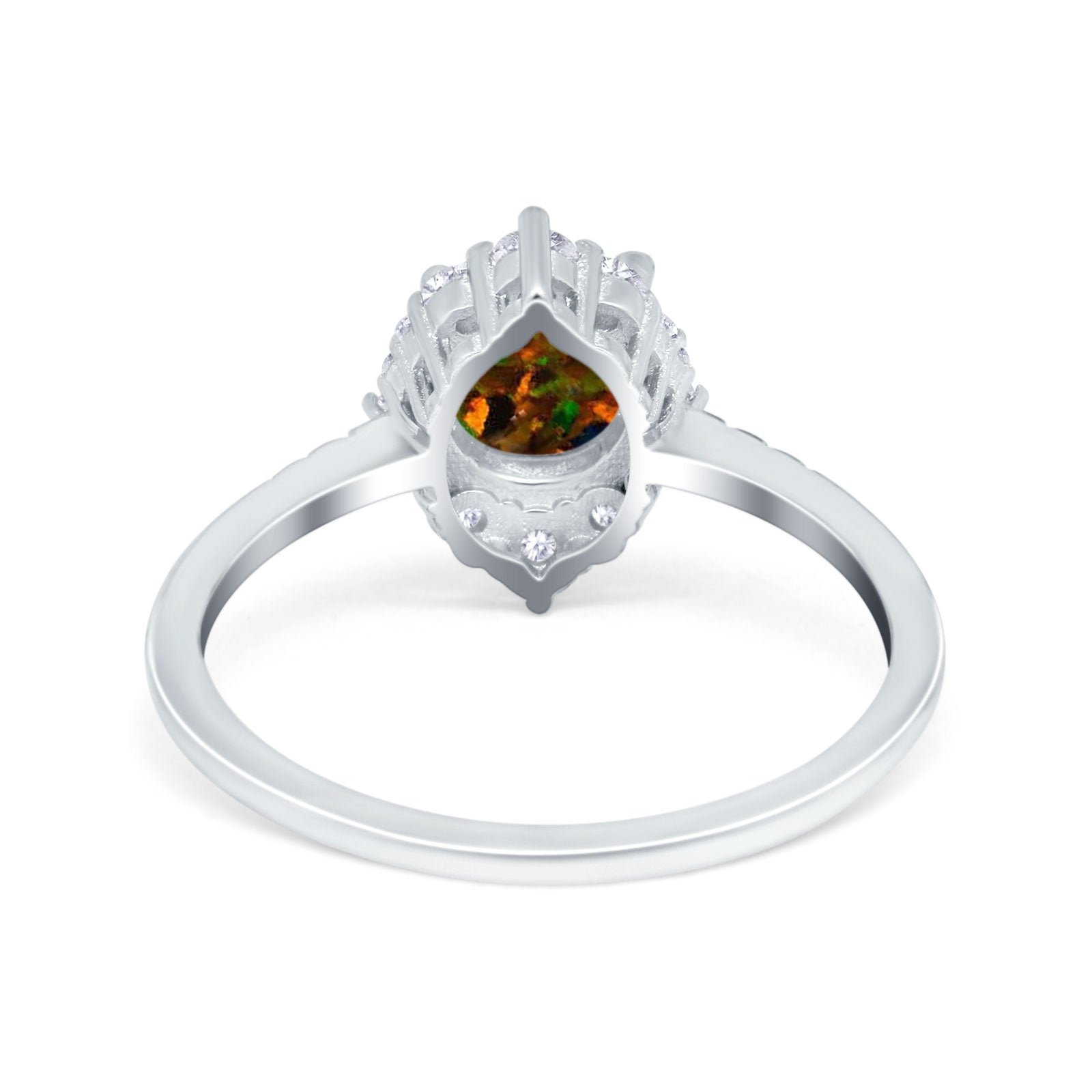 Halo Engagement Ring Vintage Round Simulated Cubic Zirconia 925 Sterling Silver