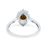 Halo Engagement Ring Vintage Round Simulated Cubic Zirconia 925 Sterling Silver