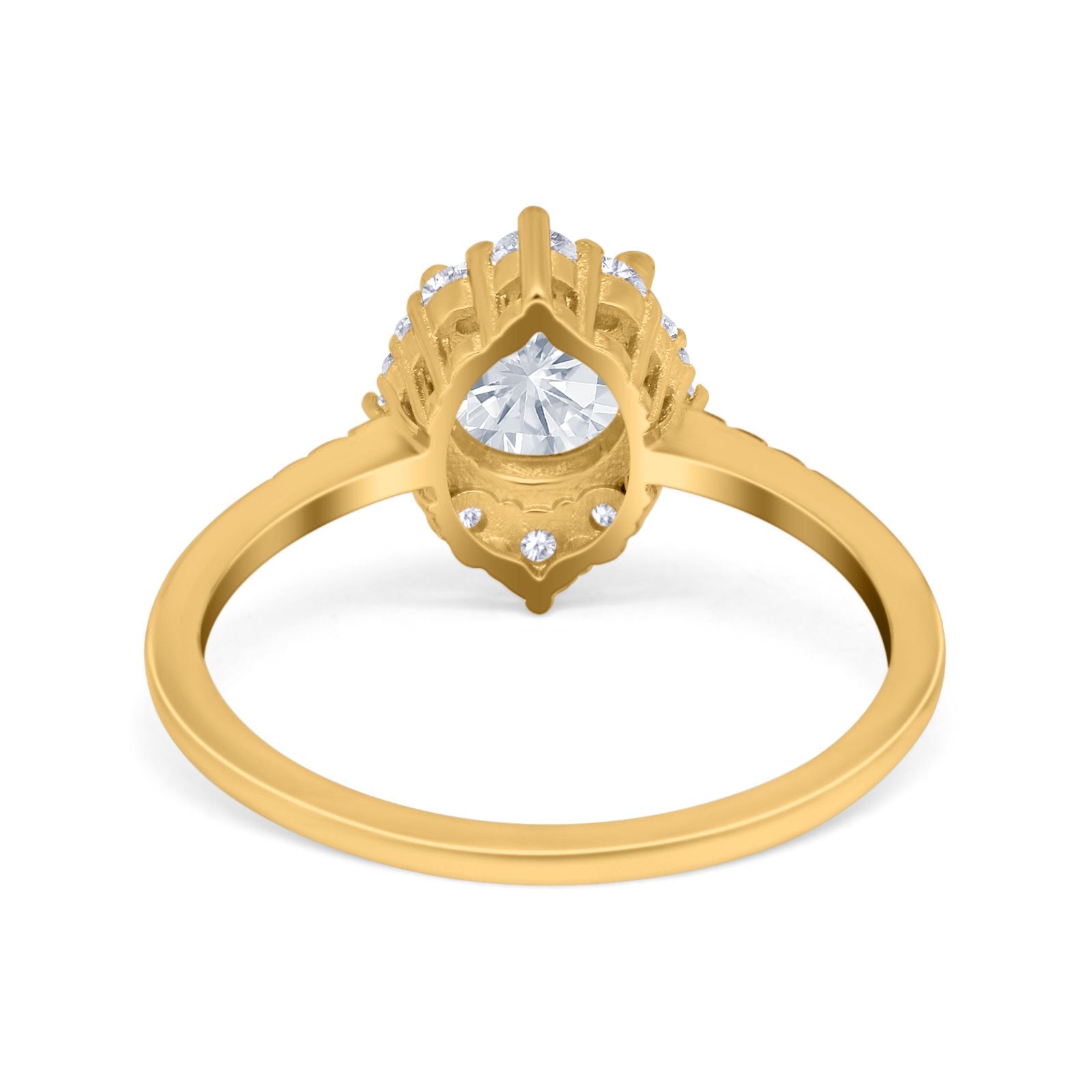 Halo Engagement Ring Vintage Round Simulated Cubic Zirconia 925 Sterling Silver