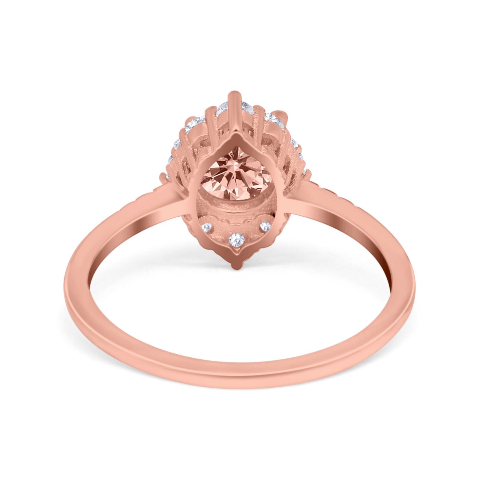 Halo Engagement Ring Vintage Round Simulated Cubic Zirconia 925 Sterling Silver