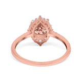 Halo Engagement Ring Vintage Round Simulated Cubic Zirconia 925 Sterling Silver