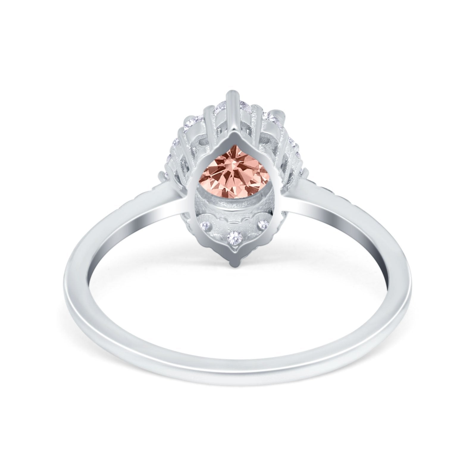 Halo Engagement Ring Vintage Round Simulated Cubic Zirconia 925 Sterling Silver