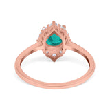 Halo Engagement Ring Vintage Round Simulated Cubic Zirconia 925 Sterling Silver