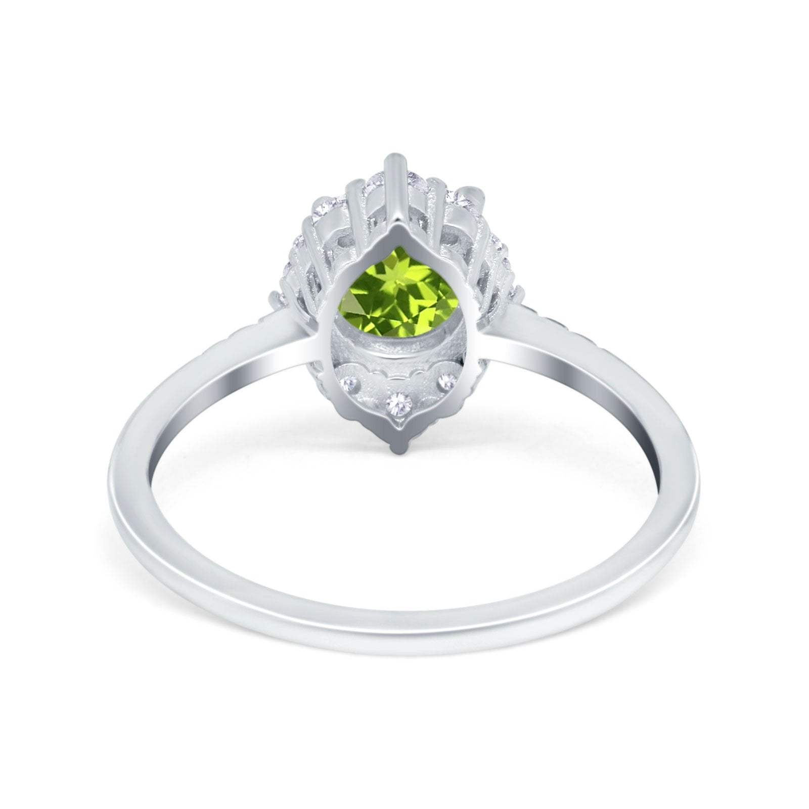 Halo Engagement Ring Vintage Round Simulated Cubic Zirconia 925 Sterling Silver