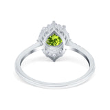 Halo Engagement Ring Vintage Round Simulated Cubic Zirconia 925 Sterling Silver