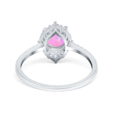 Halo Engagement Ring Vintage Round Simulated Cubic Zirconia 925 Sterling Silver