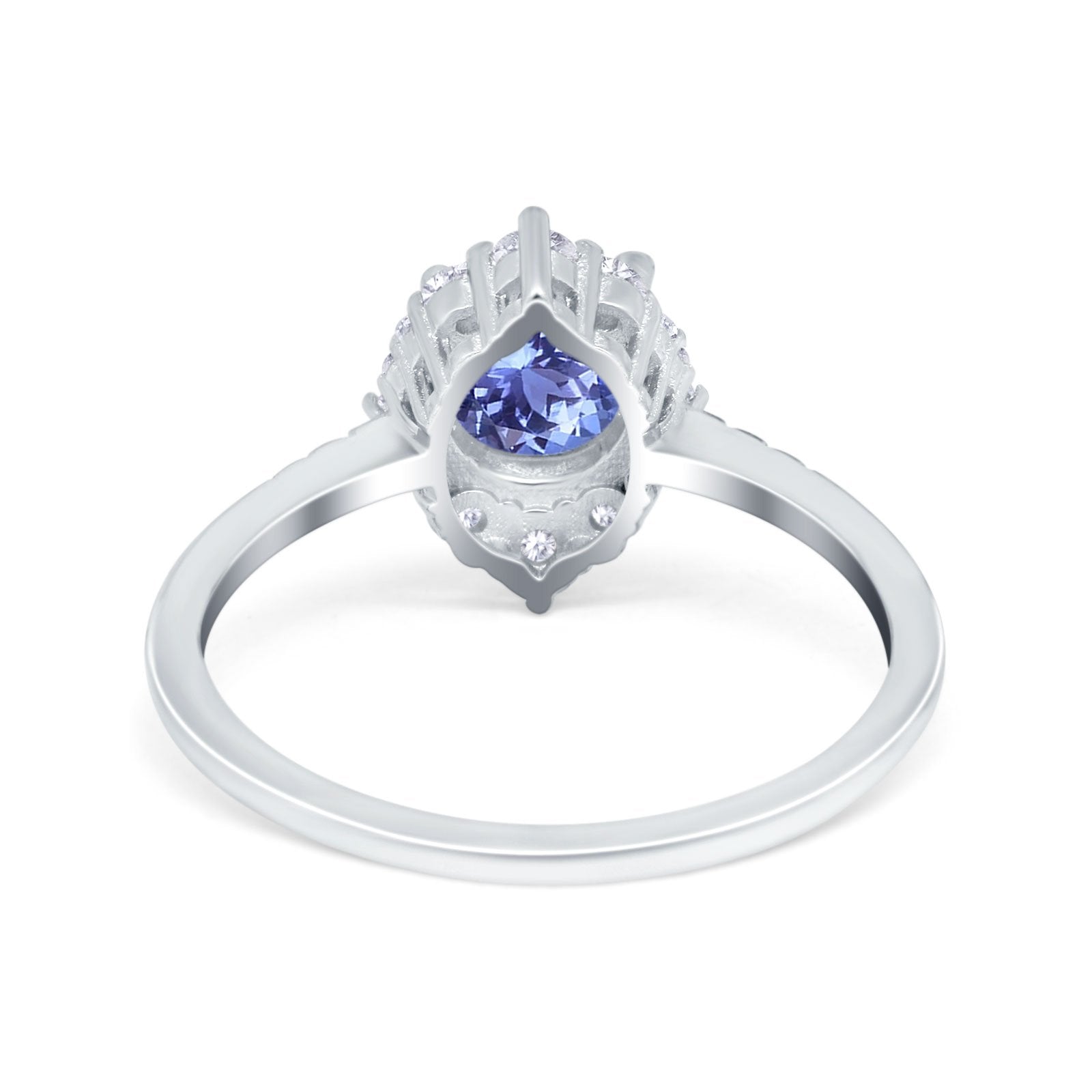 Halo Engagement Ring Vintage Round Simulated Cubic Zirconia 925 Sterling Silver