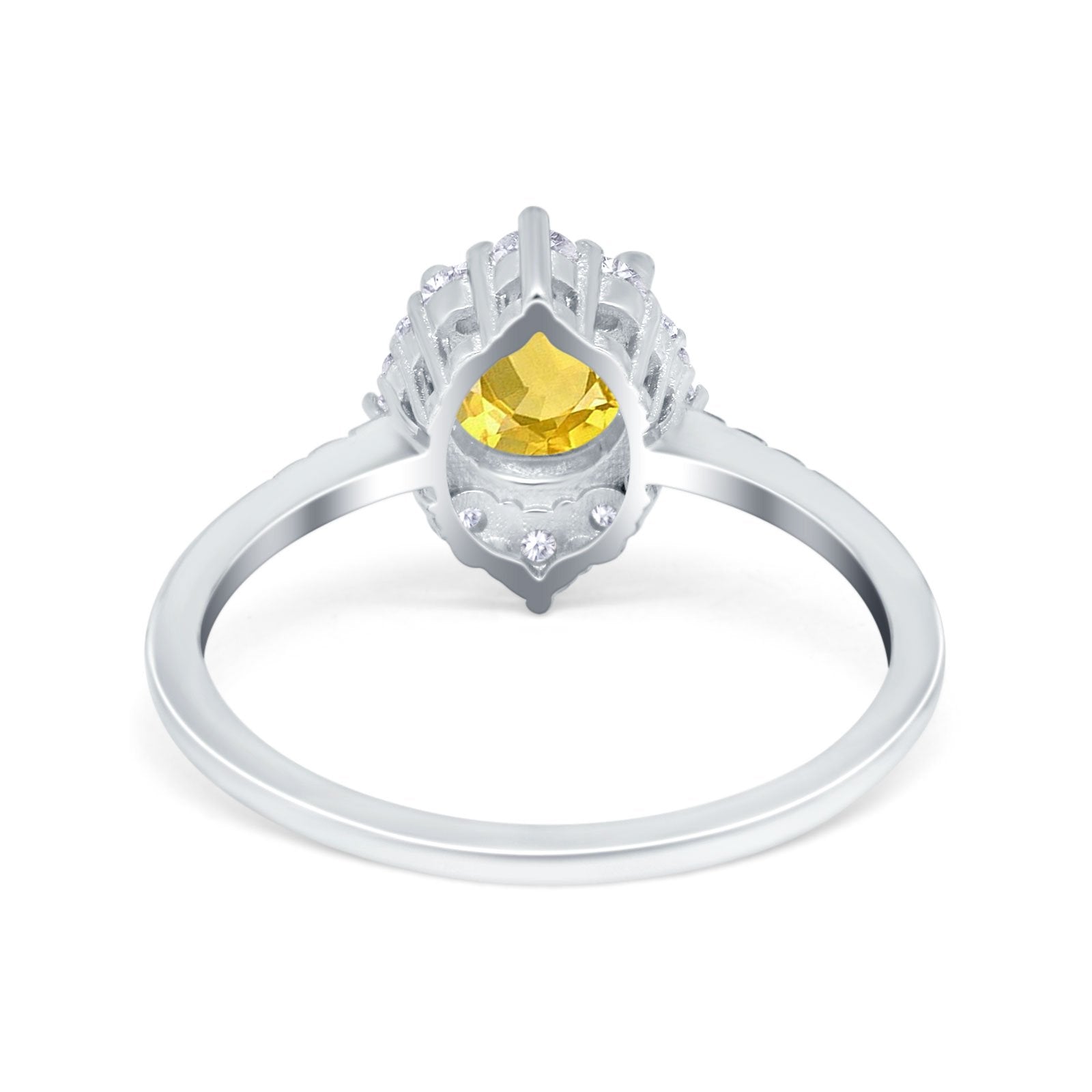 Halo Engagement Ring Vintage Round Simulated Cubic Zirconia 925 Sterling Silver