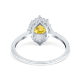 Halo Engagement Ring Vintage Round Simulated Cubic Zirconia 925 Sterling Silver