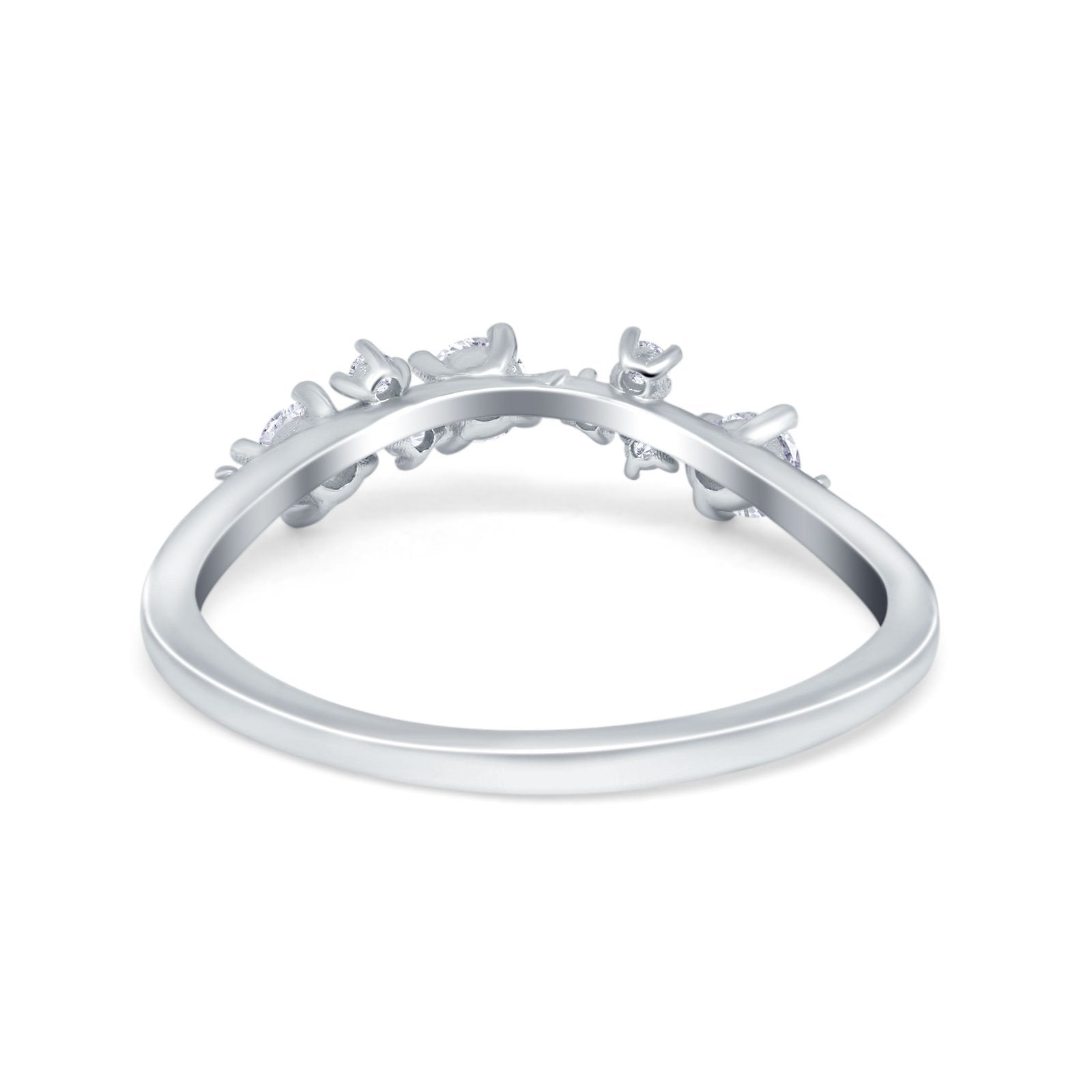 Art Deco Wedding Eternity Band Ring Round Simulated CZ 925 Sterling Silver