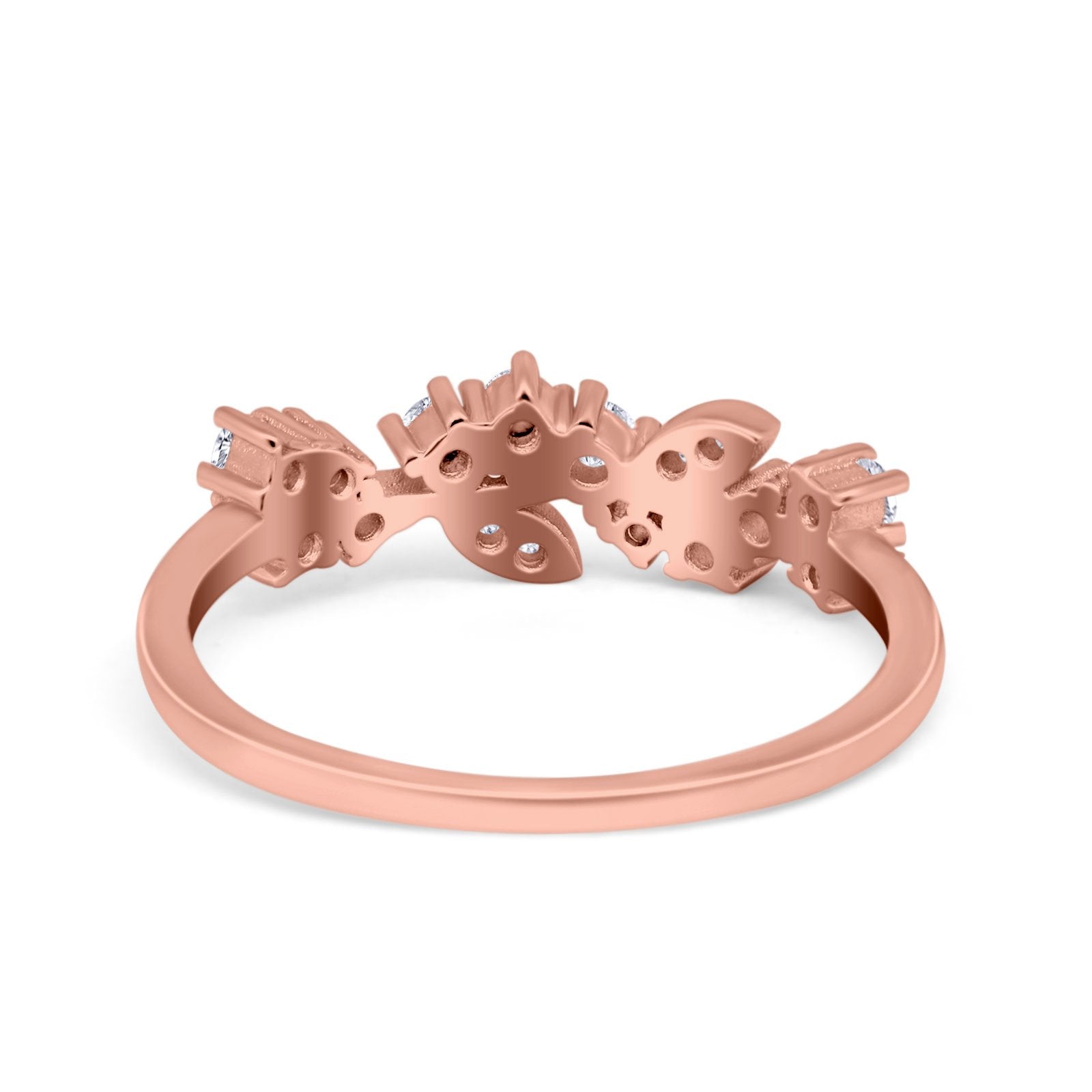 Fashion Leaf Marquise Eternity Wedding Ring Simulated CZ 925 Sterling Silver