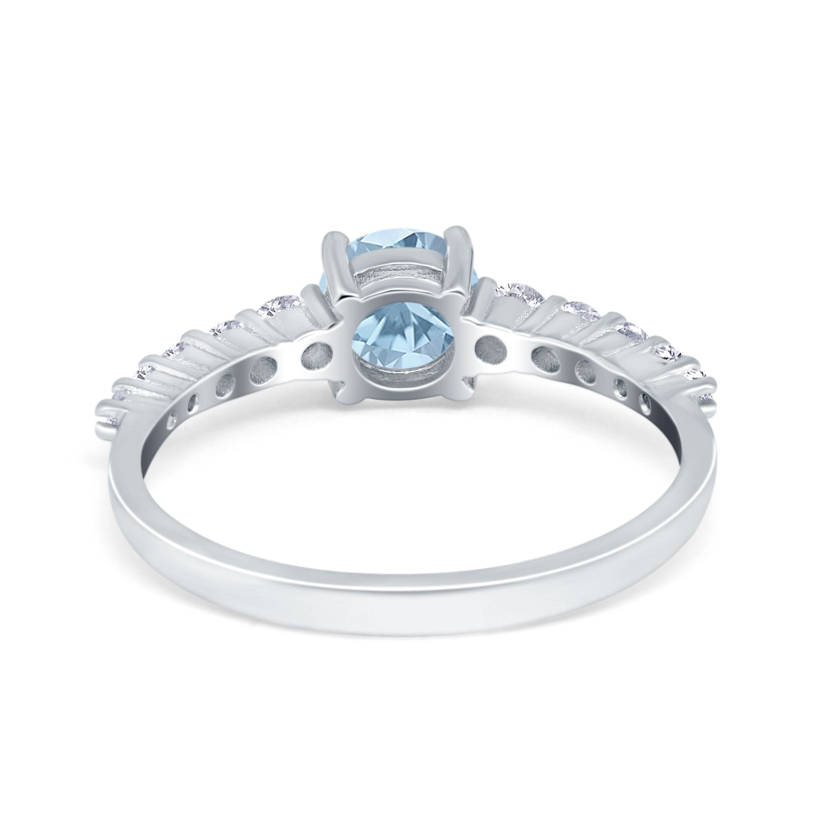 Petite Dainty Engagement Ring Round Simulated Cubic Zirconia 925 Sterling Silver