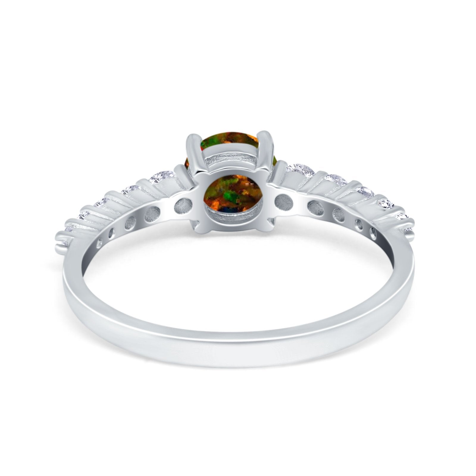 Petite Dainty Engagement Ring Round Simulated Cubic Zirconia 925 Sterling Silver