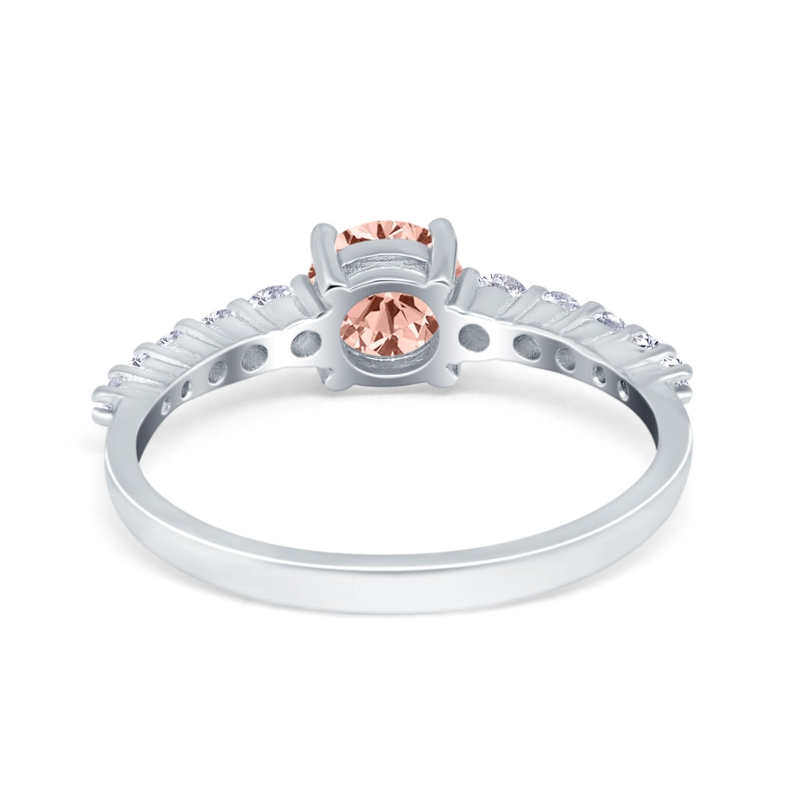 Petite Dainty Engagement Ring Round Simulated Cubic Zirconia 925 Sterling Silver