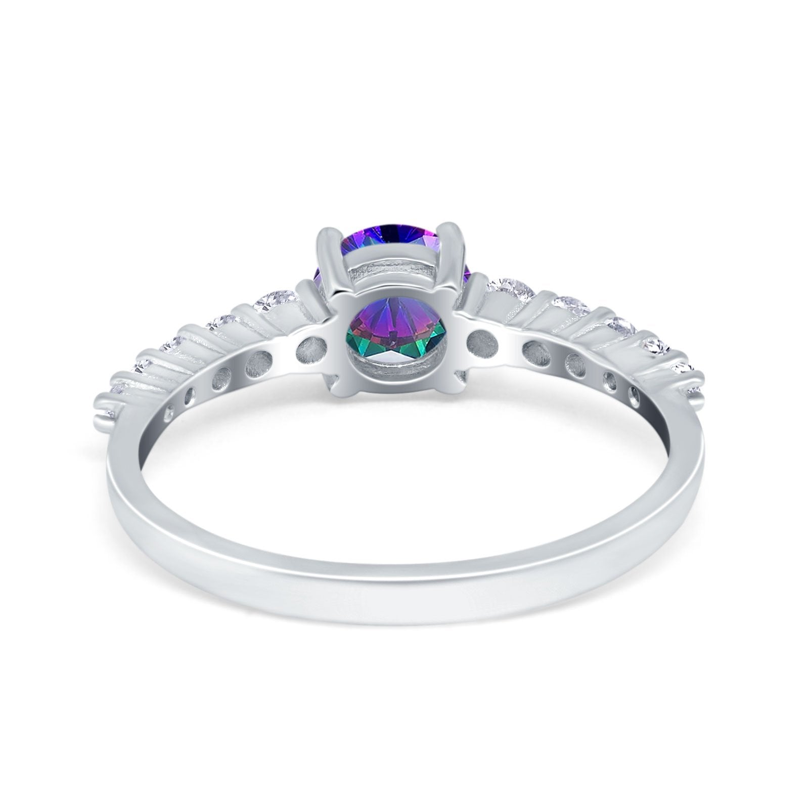 Petite Dainty Engagement Ring Round Simulated Cubic Zirconia 925 Sterling Silver