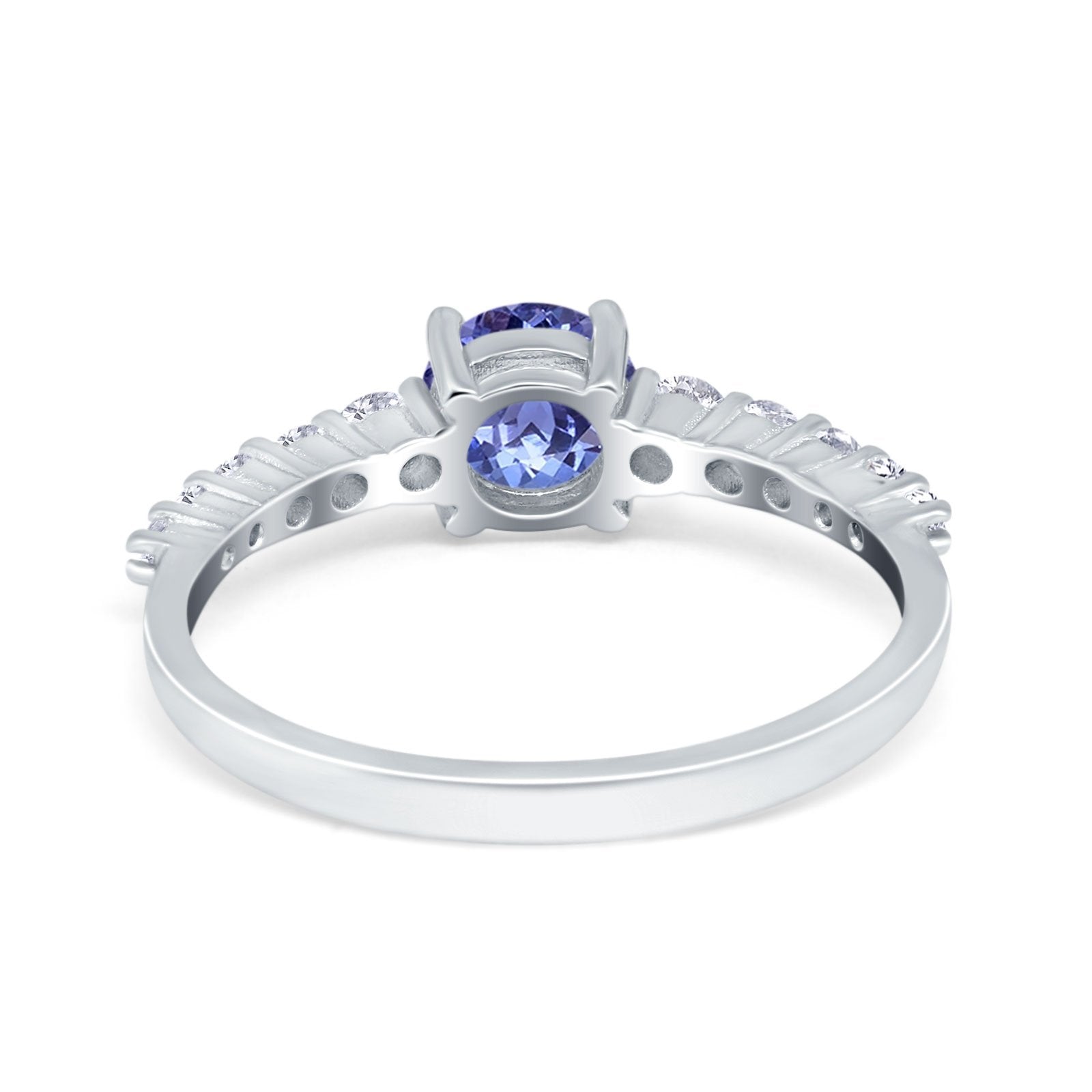 Petite Dainty Engagement Ring Round Simulated Cubic Zirconia 925 Sterling Silver