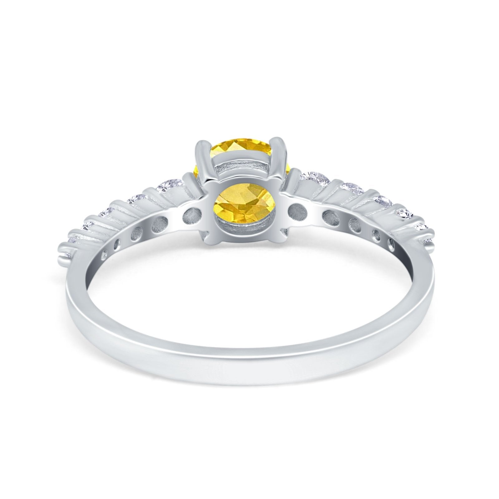 Petite Dainty Engagement Ring Round Simulated Cubic Zirconia 925 Sterling Silver