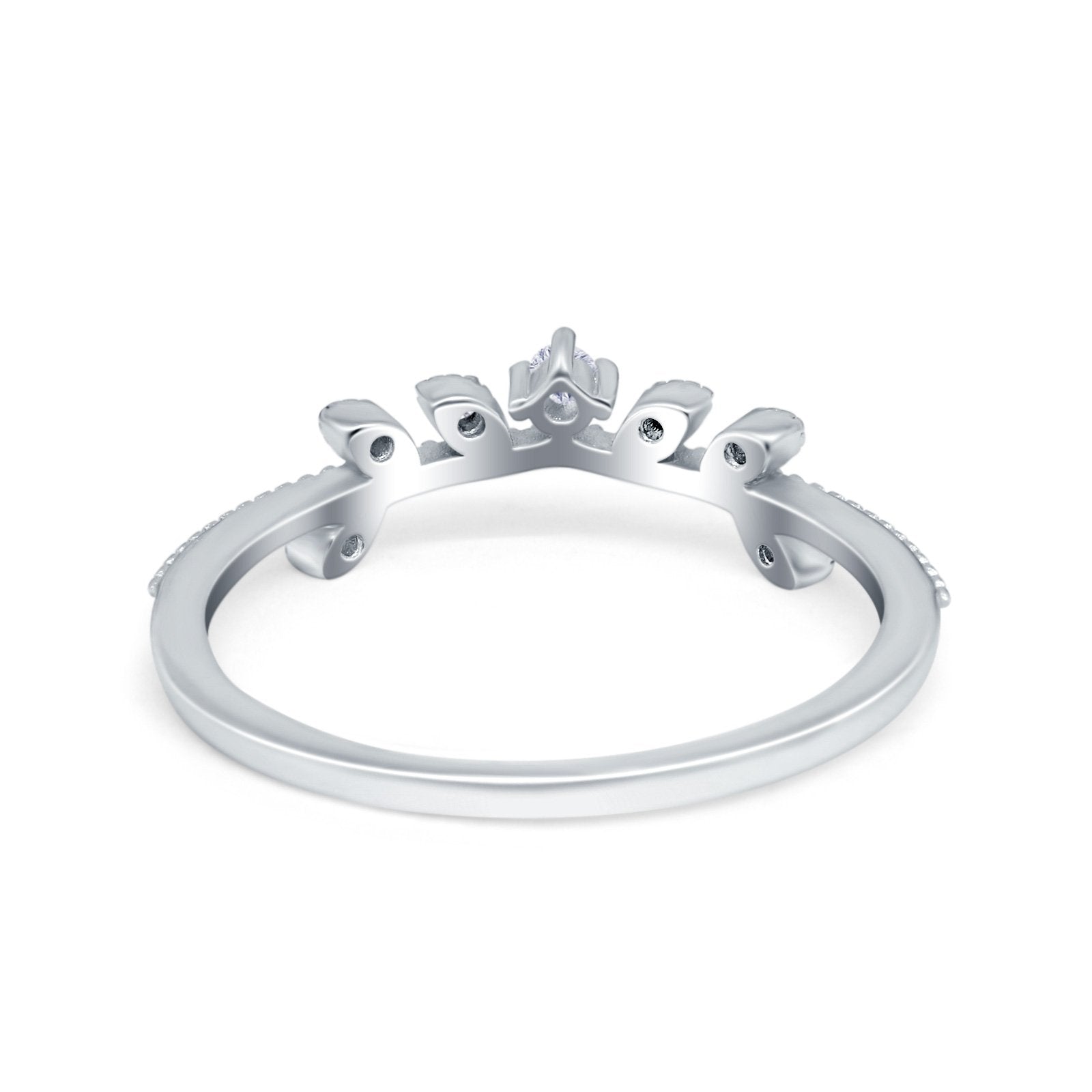 Wedding Band Petite Dainty Eternity Ring Round Simulated CZ 925 Sterling Silver