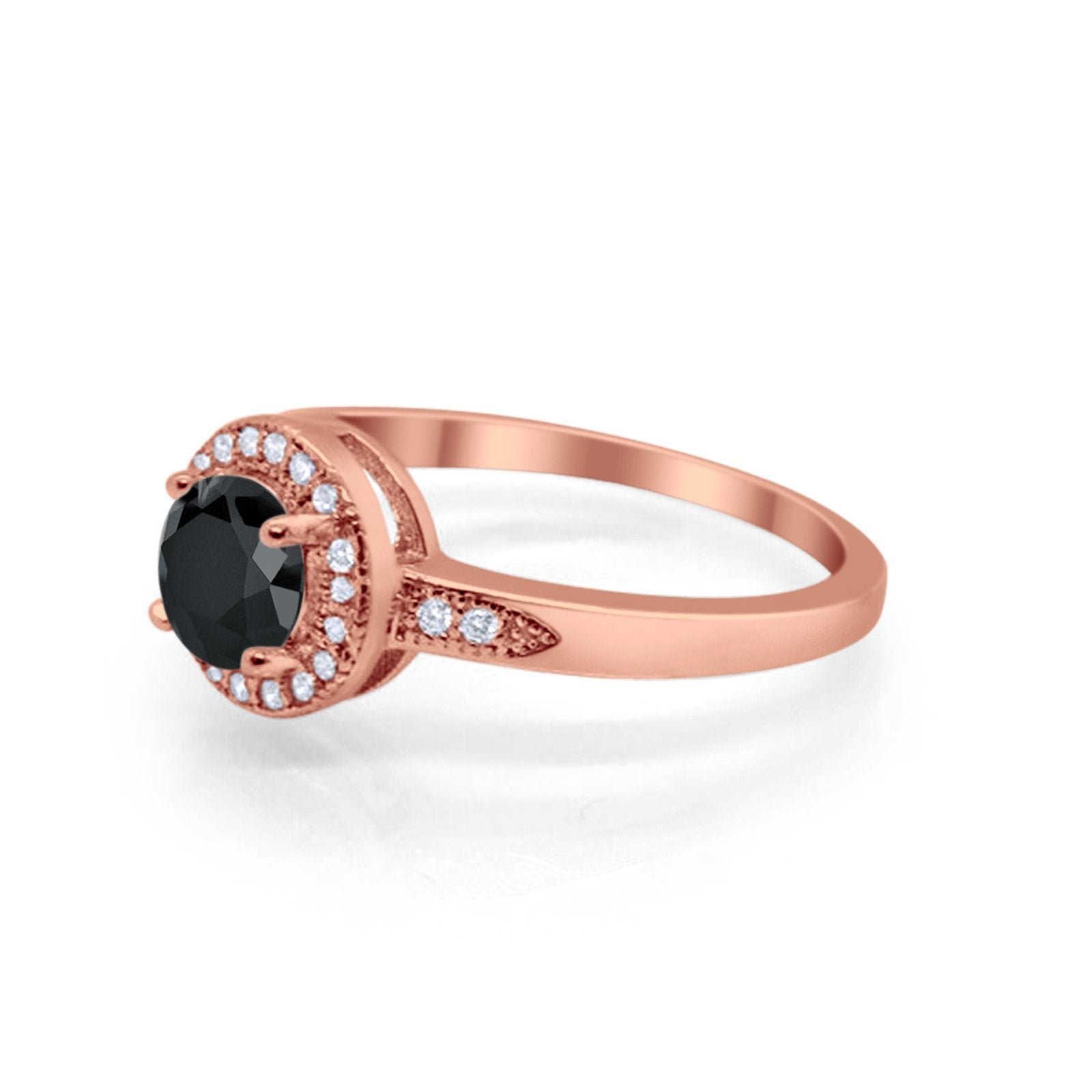 Halo Wedding Engagement Ring Round Cubic Zirconia 925 Sterling Silver SRO-16902