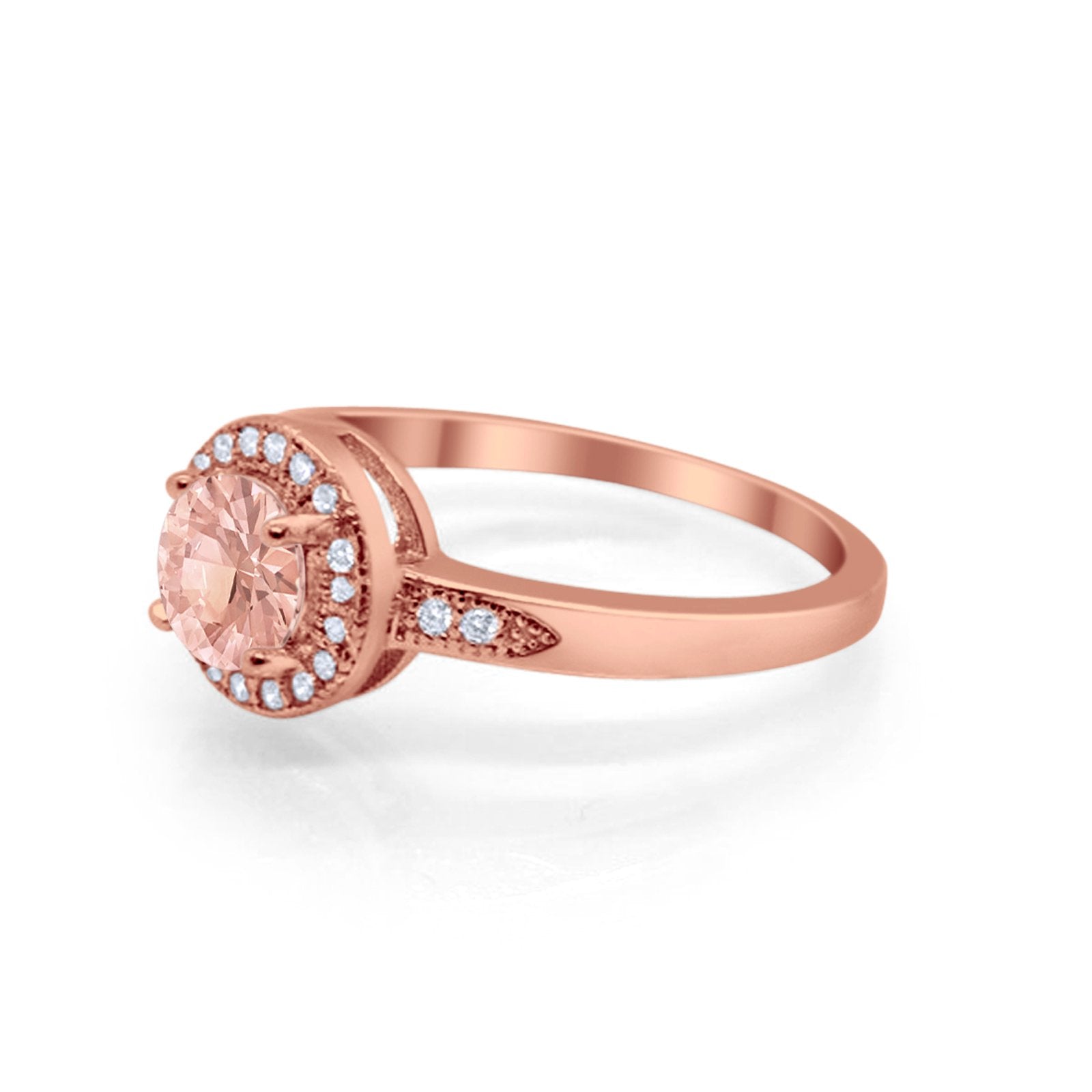 Halo Wedding Engagement Ring Round Cubic Zirconia 925 Sterling Silver SRO-16902