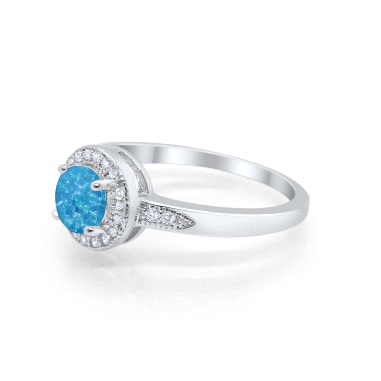 Halo Wedding Engagement Ring Round Cubic Zirconia 925 Sterling Silver SRO-16902