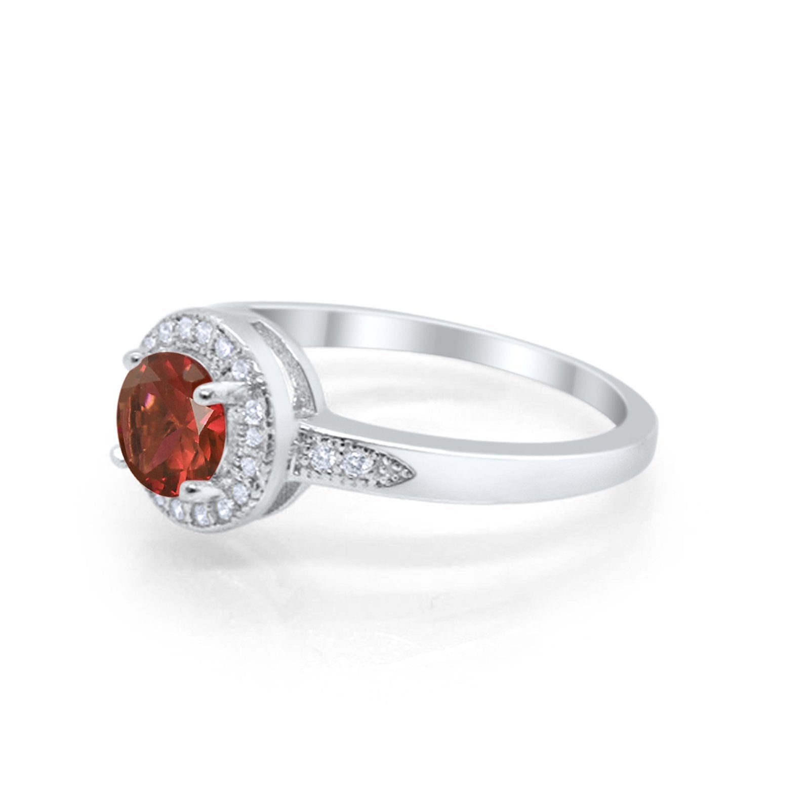 Halo Wedding Engagement Ring Round Cubic Zirconia 925 Sterling Silver SRO-16902