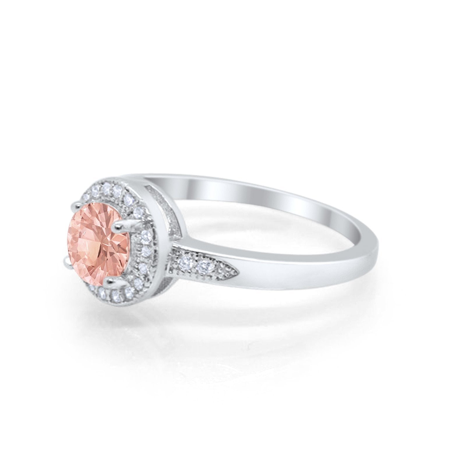 Halo Wedding Engagement Ring Round Cubic Zirconia 925 Sterling Silver SRO-16902
