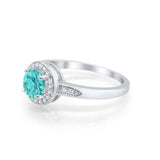 Halo Wedding Engagement Ring Round Cubic Zirconia 925 Sterling Silver -3