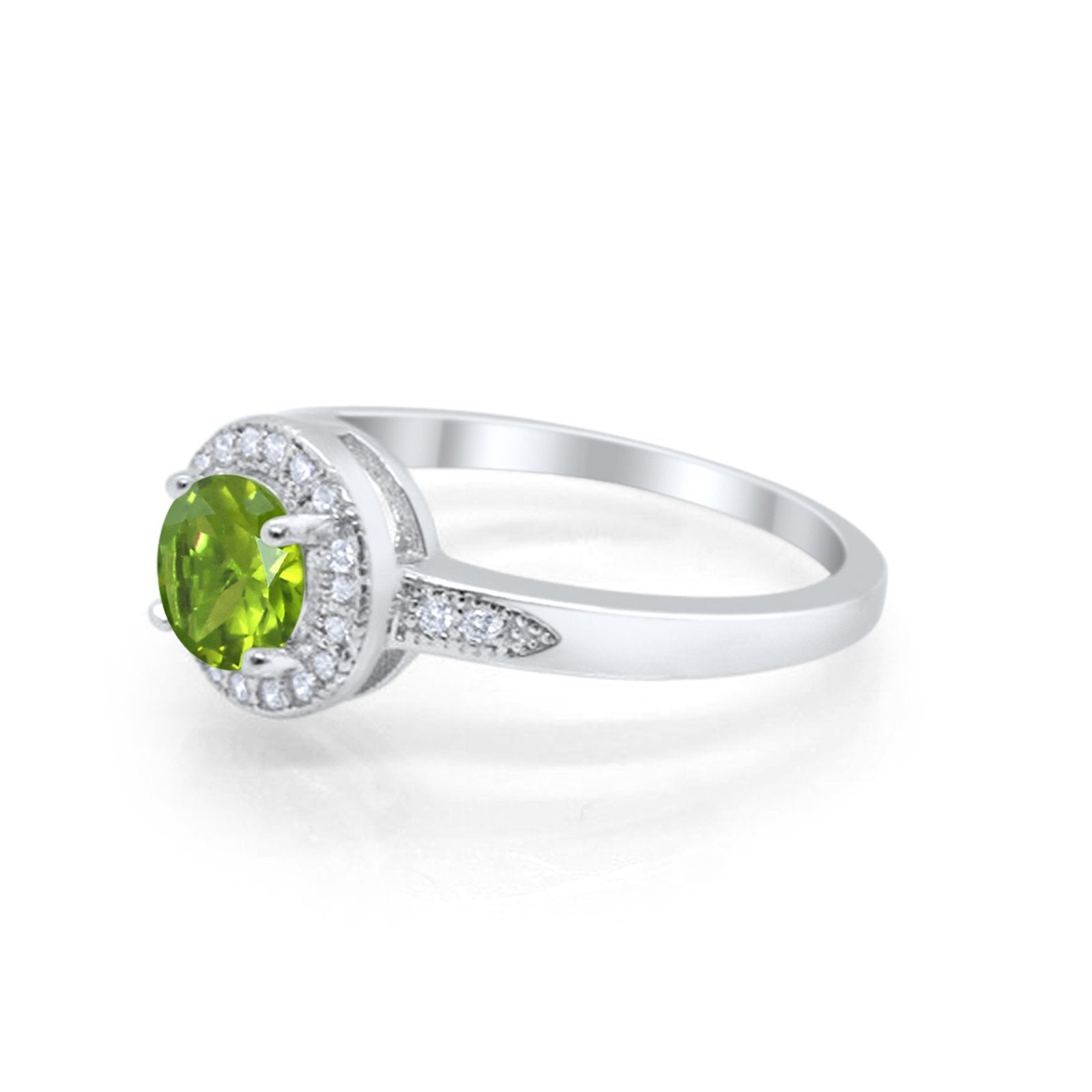 Halo Wedding Engagement Ring Round Cubic Zirconia 925 Sterling Silver SRO-16902