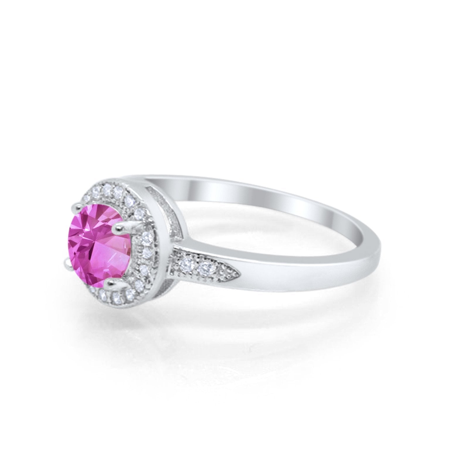 Halo Wedding Engagement Ring Round Cubic Zirconia 925 Sterling Silver -3
