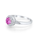 Halo Wedding Engagement Ring Round Cubic Zirconia 925 Sterling Silver -3