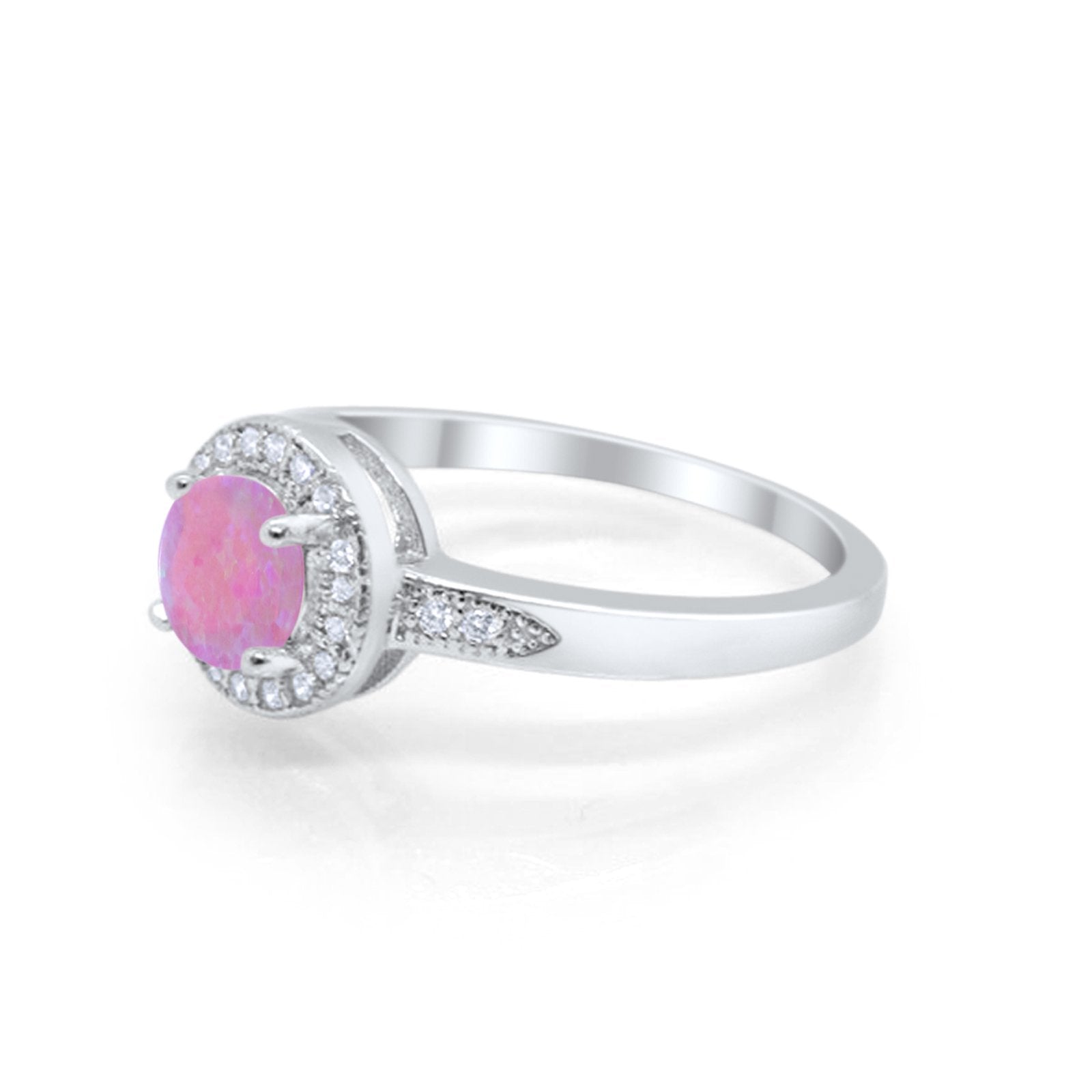 Halo Wedding Engagement Ring Round Cubic Zirconia 925 Sterling Silver -3